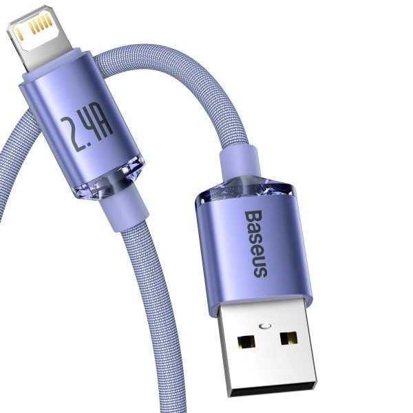 Baseus Crystal Shine kabelis USB prie Lightning 24A 2m violetinė