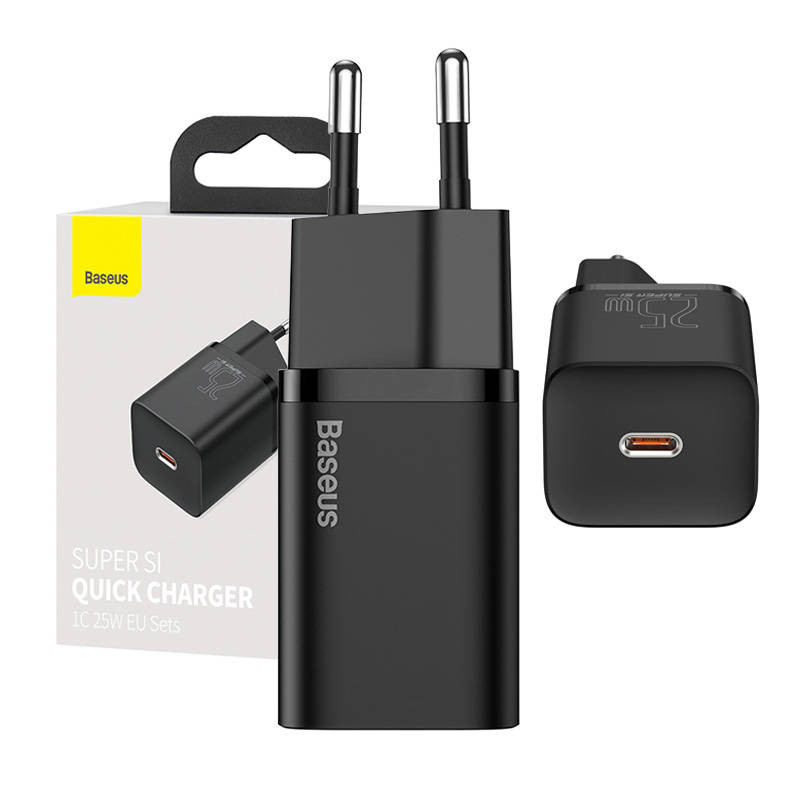 Baseus Super Si greitas įkroviklis 1C 25W juodas Baseus Super Si greitas įkroviklis 1C 25W juodas