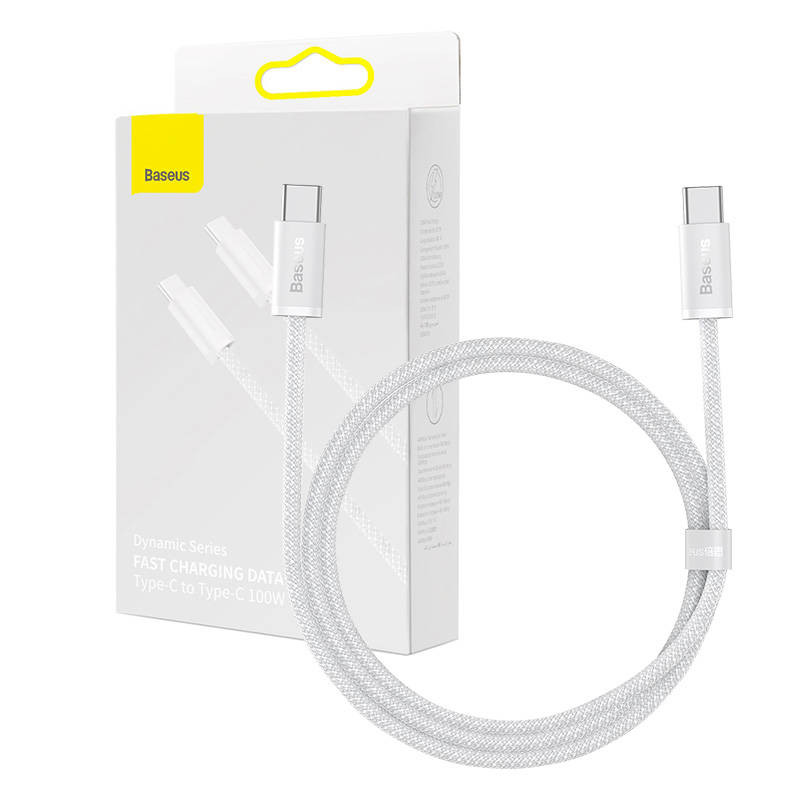 Laidas USB-C į USB-C Baseus 100 W 1 m baltas Laidas USB-C į USB-C Baseus 100 W 1 m baltas