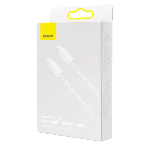Laidas USB-C į USB-C Baseus 100 W 1 m baltas