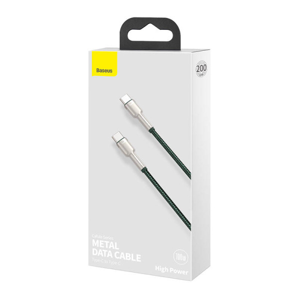 Laidas iš USB-C į USB-C Baseus Cafule 100 W 2 m žalias