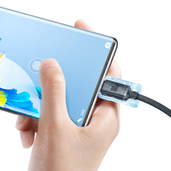 Baseus Crystal Shine kabelis USB prie USB-C 100 W 12 m juodas