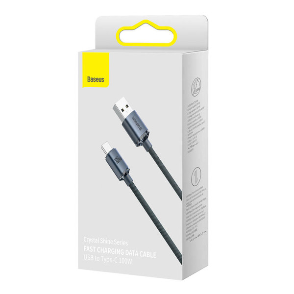 Baseus Crystal Shine kabelis USB prie USB-C 100 W 12 m juodas