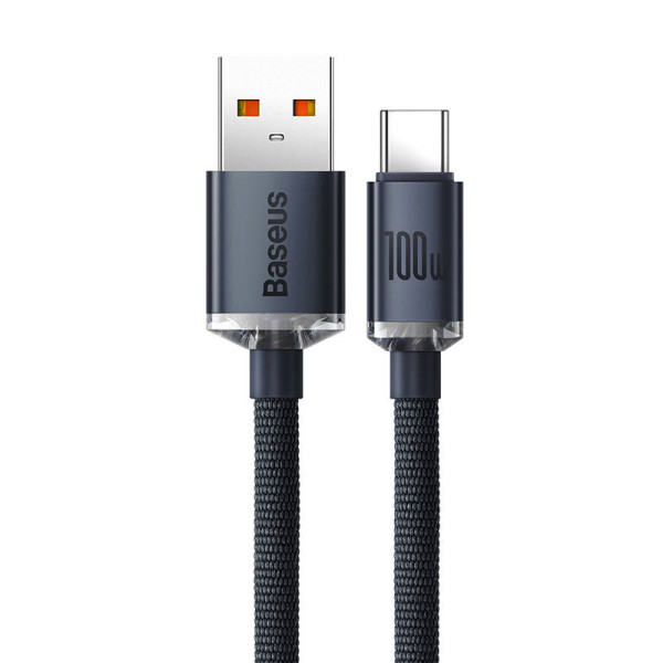 Baseus Crystal Shine kabelis USB prie USB-C 100 W 12 m juodas