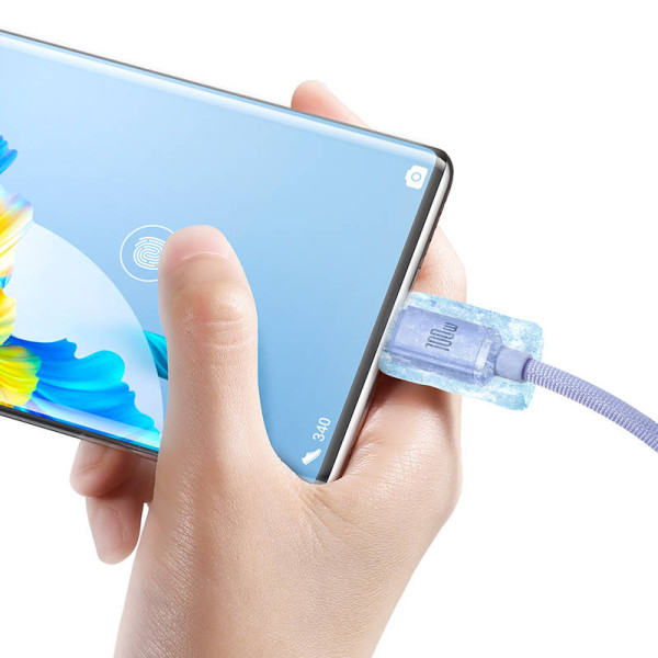 „Baseus Crystal Shine“ kabelis iš USB į USB-C 100 W 2 m violetinė