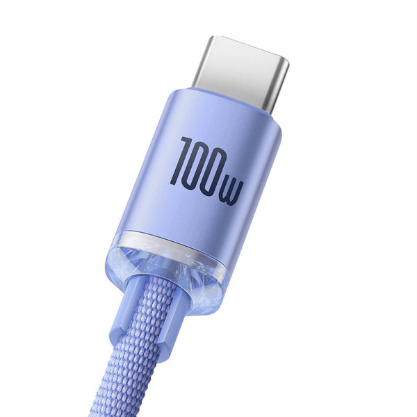 „Baseus Crystal Shine“ kabelis iš USB į USB-C 100 W 2 m violetinė