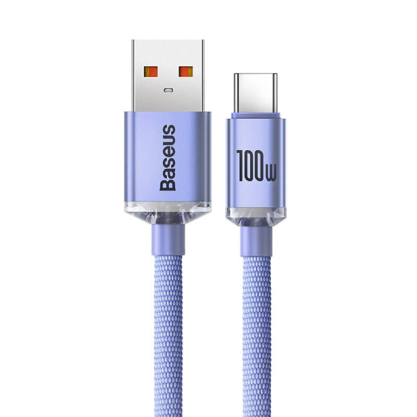 „Baseus Crystal Shine“ kabelis iš USB į USB-C 100 W 2 m violetinė