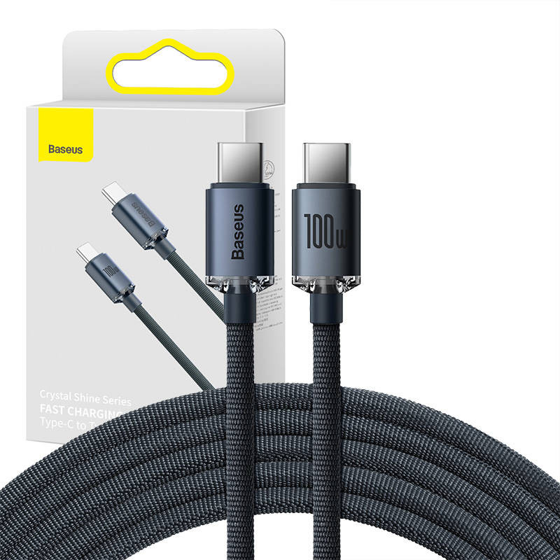„Baseus Crystal Shine“ laidas nuo USB-C iki USB-C 100 W 12 m juodas „Baseus Crystal Shine“ laidas nuo USB-C iki USB-C 100 W 12 m juodas