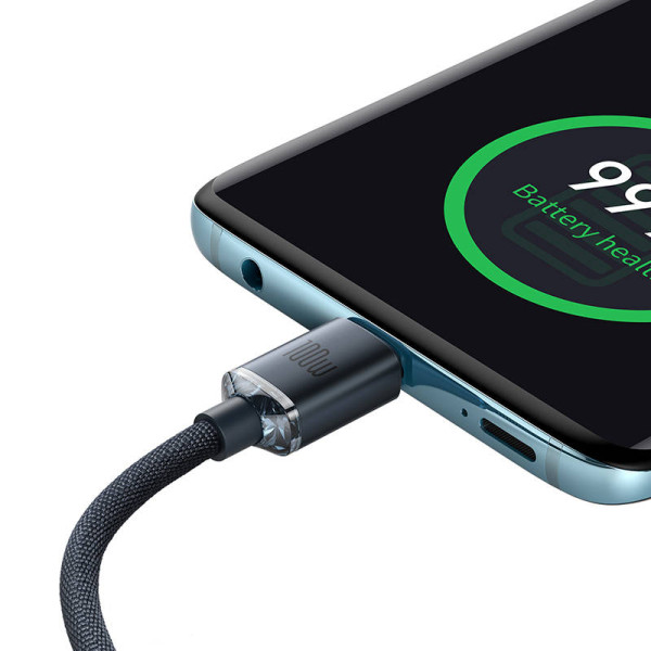„Baseus Crystal Shine“ laidas nuo USB-C iki USB-C 100 W 12 m juodas