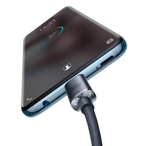 „Baseus Crystal Shine“ laidas nuo USB-C iki USB-C 100 W 12 m juodas