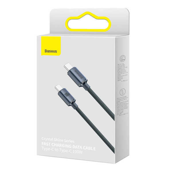 „Baseus Crystal Shine“ laidas nuo USB-C iki USB-C 100 W 12 m juodas