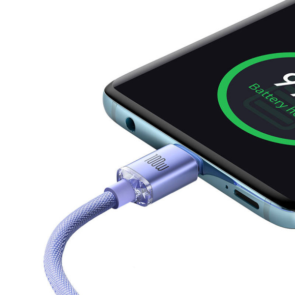 „Baseus Crystal Shine“ kabelis nuo USB-C iki USB-C 100 W 12 m violetinė